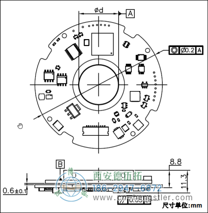 AM64超薄绝对值编码器外形及安装尺寸(总装尺寸) 德国hengstler(亨士乐)编码器