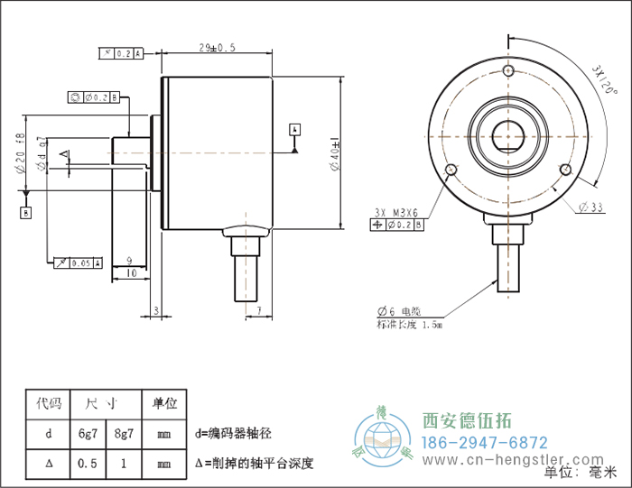 RI41-EO通用光电实心轴增量型编码器外形及安装尺寸8-1 德国hengstler(亨士乐)编码器