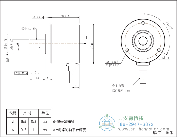 RI41-EO通用光电实心轴增量型编码器外形及安装尺寸8-3 德国hengstler(亨士乐)编码器