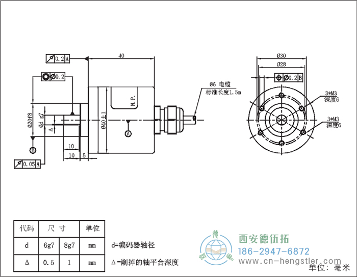 RI41-EO通用光电实心轴增量型编码器外形及安装尺寸8-5 德国hengstler(亨士乐)编码器