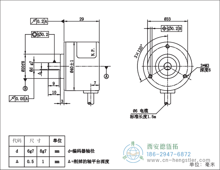 RI41轻载光电增量型编码器外形及安装尺寸16-1 德国hengstler(亨士乐)编码器