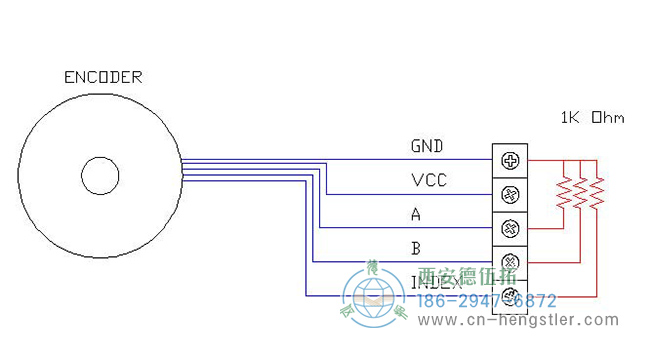 Se-终止，如何将终止电阻添加到设置单端(TTL)的hengstler增量编码器的图形示例。